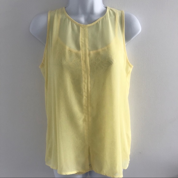 Jacob Tops - CHIC by Jacob Yellow Flowy Tank Lace Blouse Set